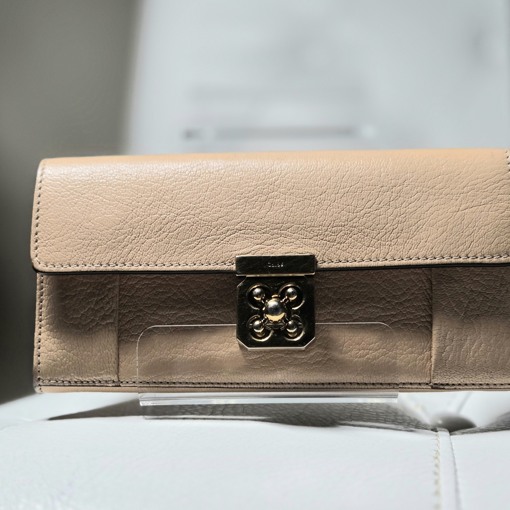 Cloe Tan Leather Wallet, Twiwt Flower